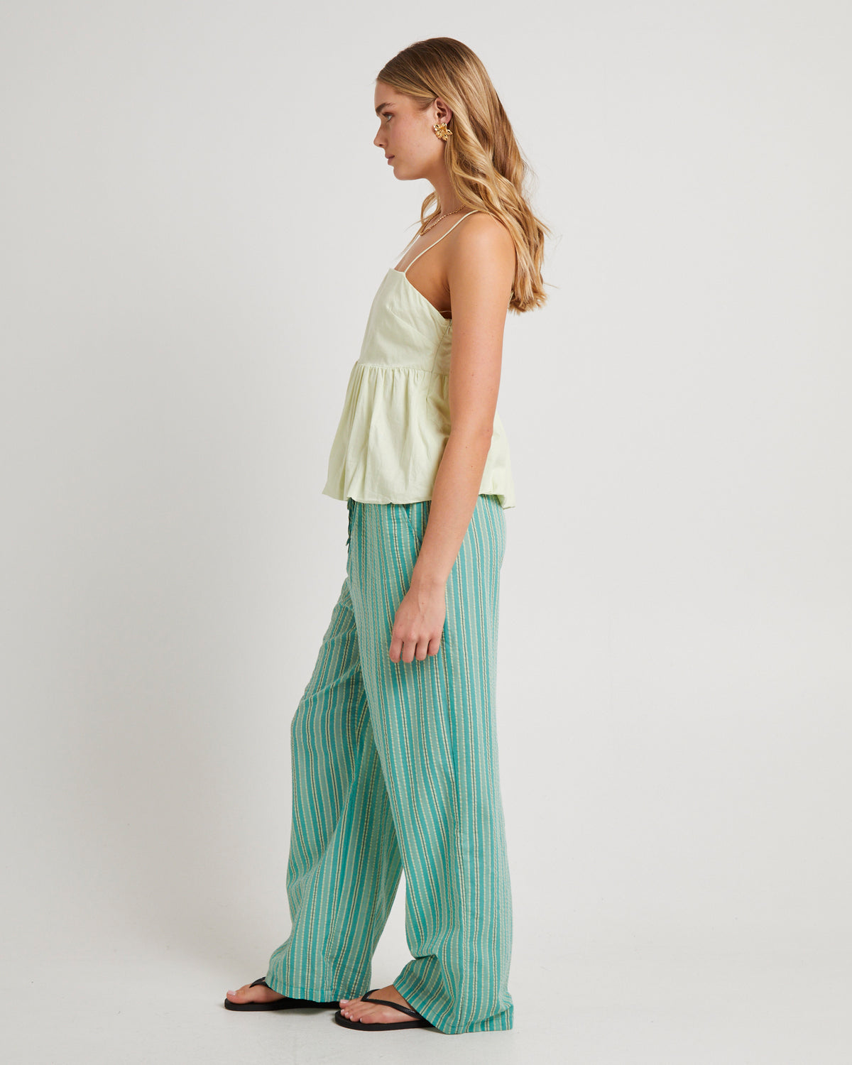 Marina Bubble Hem Top LEMON GREEN