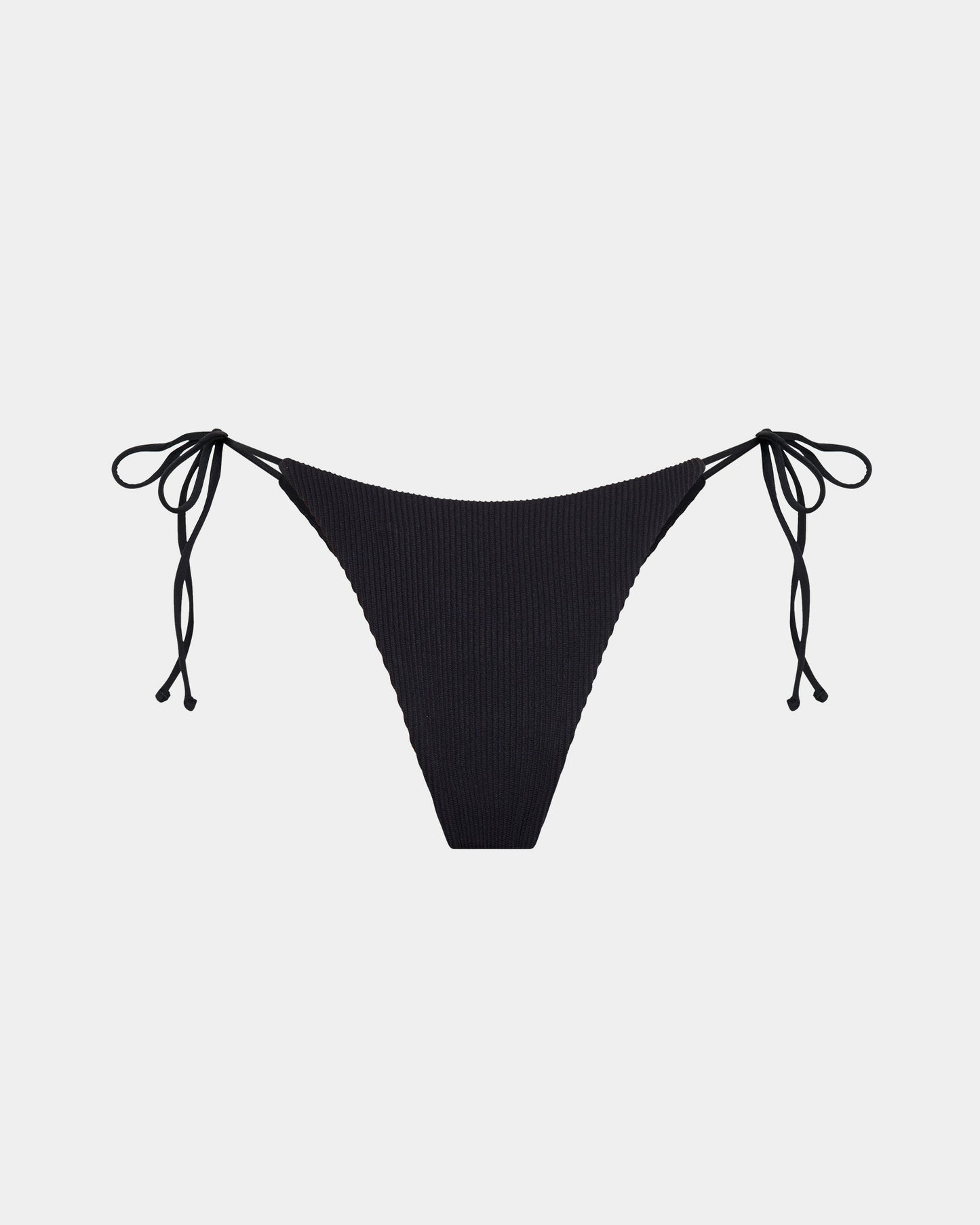 Rib Skinny Strap Tie Side Bikini Bottom