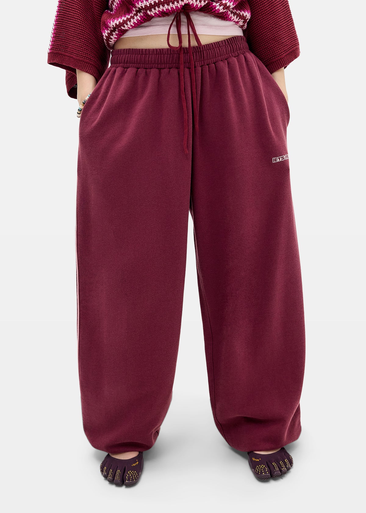 Harri Wide Leg Jogger Pants BURGUNDY-6625