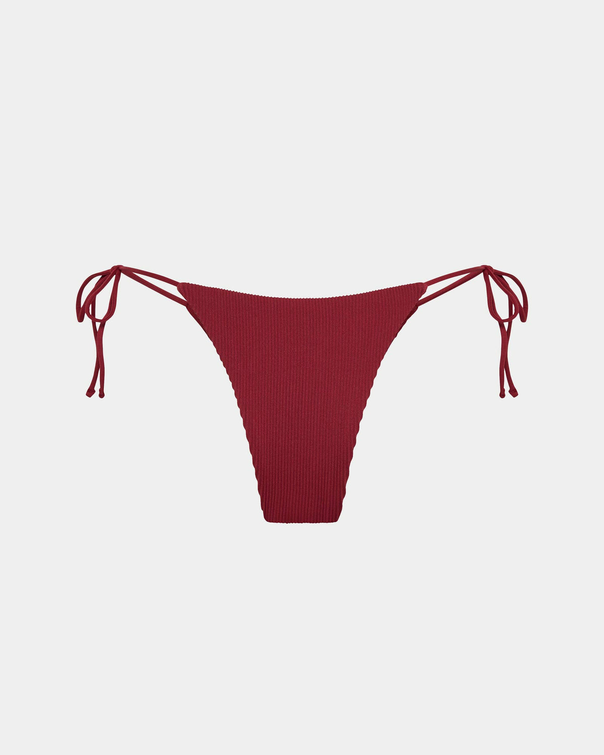 Rib Skinny Strap Tie Side Bikini Bottom BERRY
