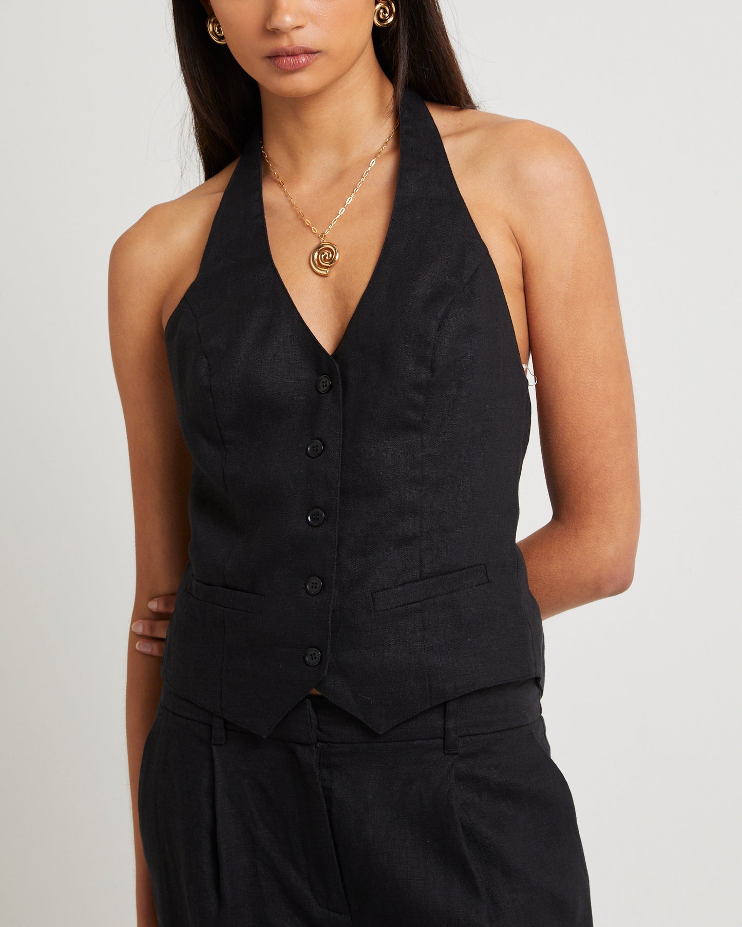Naomi Linen Halter Vest