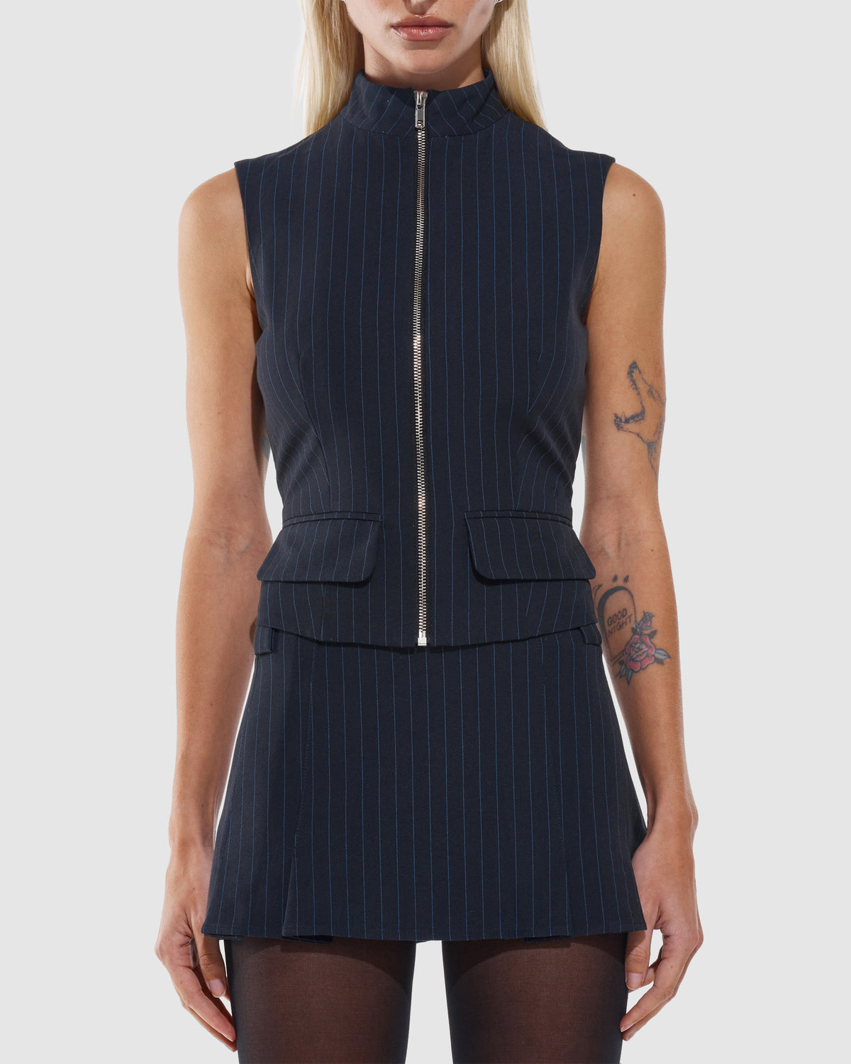 Faye Mini Skirt NAVY PINSTRIPE